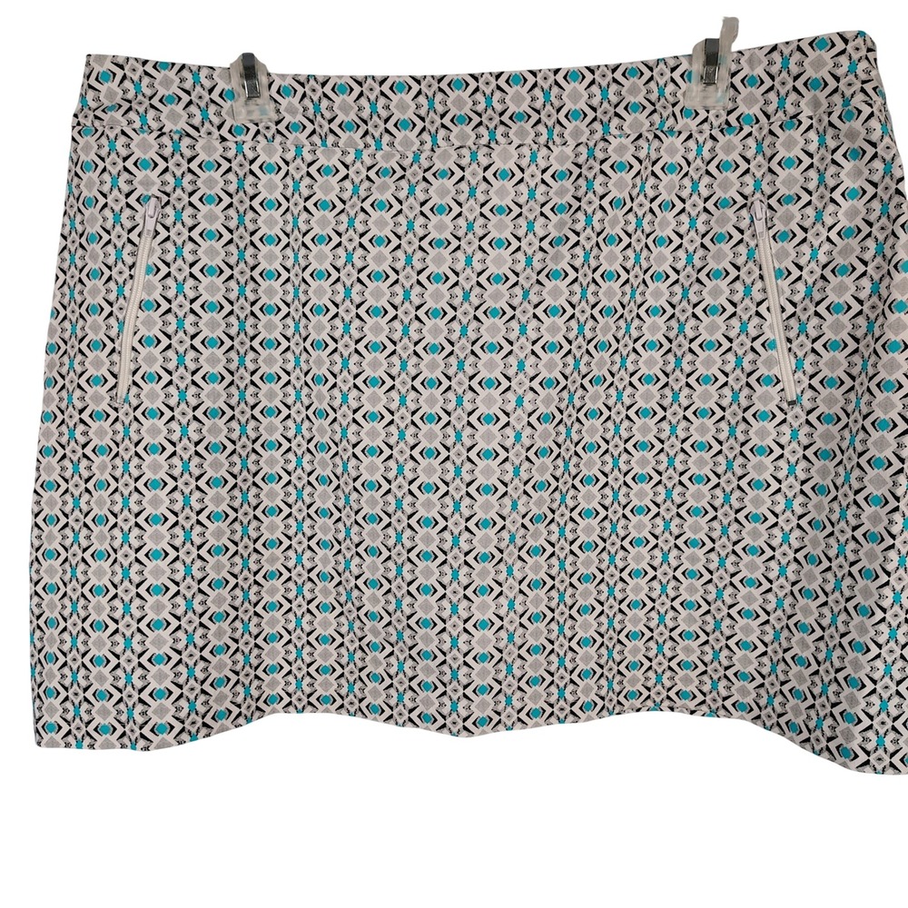 Ruby Rd Womens SZ 20W Geometric Print Skort Turquoise Black Diamond Golf Core